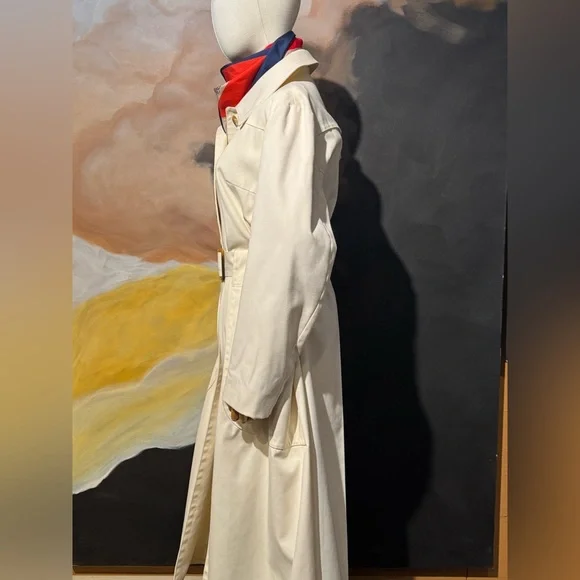 Vntg LONDON FOG Cream Belted Trench - Picture 5 of 14